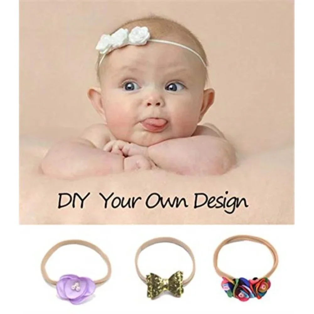 20Pack Baby Headbands Nude Nylon Soft Stretchy Headbands for Newborn Kids DIY